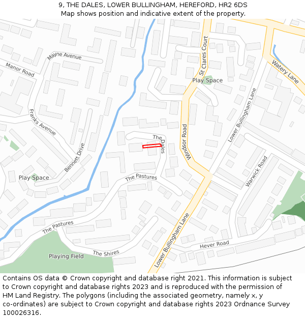 9, THE DALES, LOWER BULLINGHAM, HEREFORD, HR2 6DS: Location map and indicative extent of plot