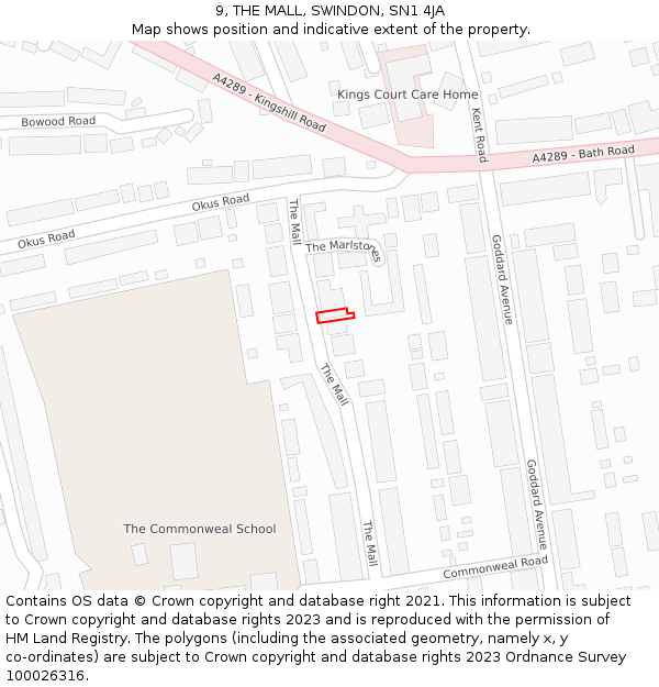9, THE MALL, SWINDON, SN1 4JA: Location map and indicative extent of plot