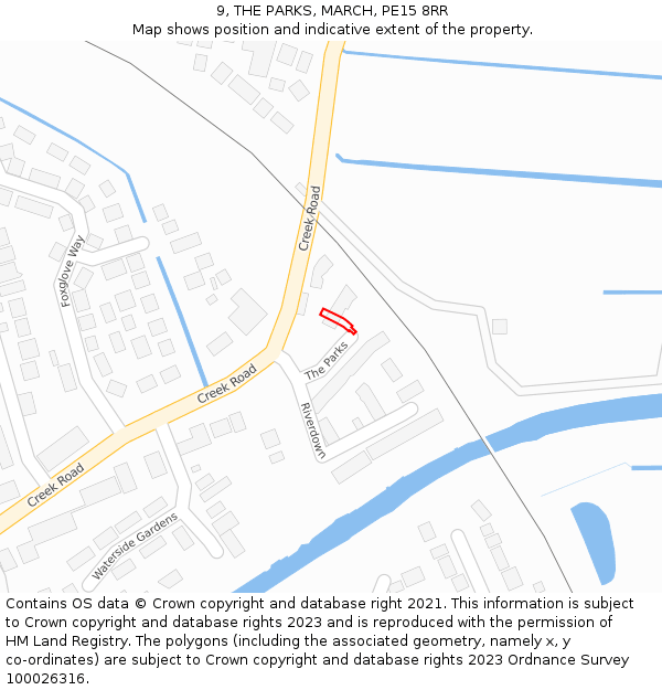 9, THE PARKS, MARCH, PE15 8RR: Location map and indicative extent of plot