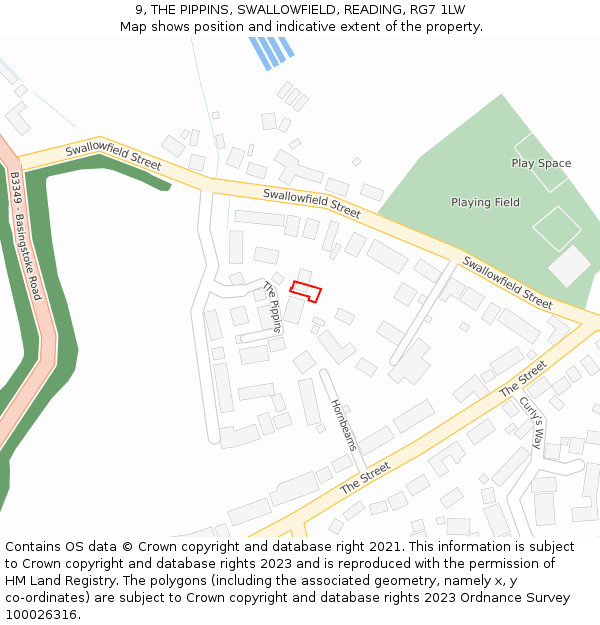 9, THE PIPPINS, SWALLOWFIELD, READING, RG7 1LW: Location map and indicative extent of plot