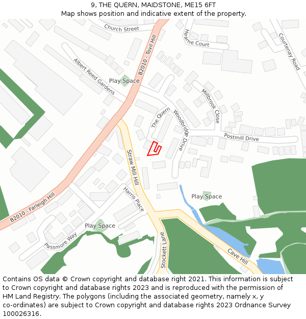 9, THE QUERN, MAIDSTONE, ME15 6FT: Location map and indicative extent of plot