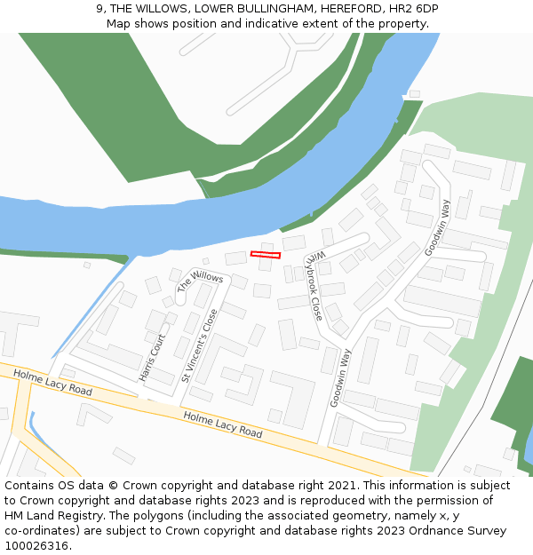 9, THE WILLOWS, LOWER BULLINGHAM, HEREFORD, HR2 6DP: Location map and indicative extent of plot