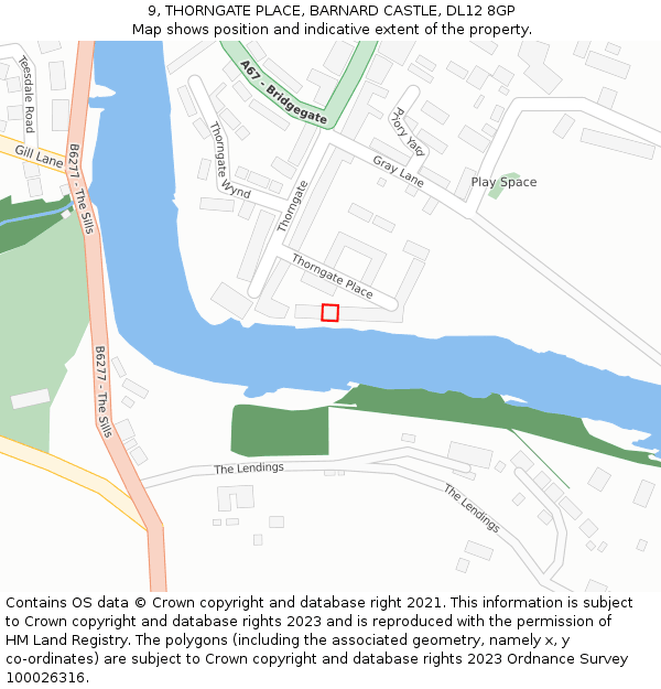 9, THORNGATE PLACE, BARNARD CASTLE, DL12 8GP: Location map and indicative extent of plot