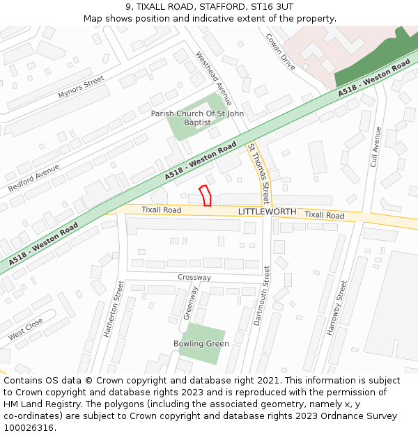 9, TIXALL ROAD, STAFFORD, ST16 3UT: Location map and indicative extent of plot