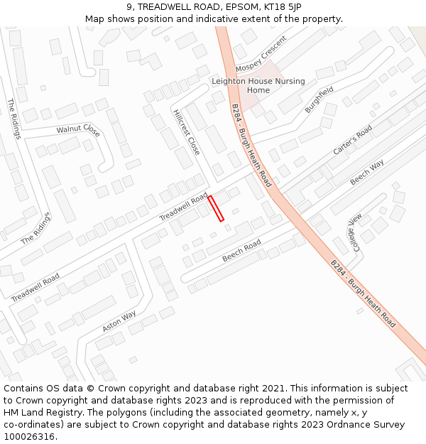 9, TREADWELL ROAD, EPSOM, KT18 5JP: Location map and indicative extent of plot