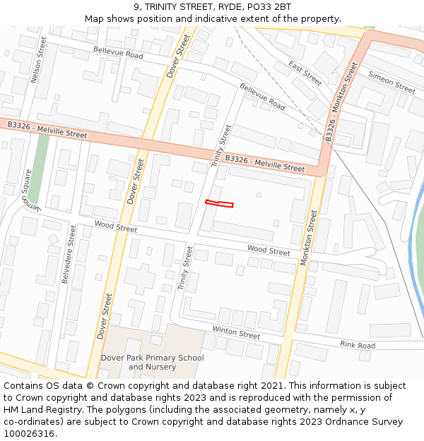 9, TRINITY STREET, RYDE, PO33 2BT: Location map and indicative extent of plot