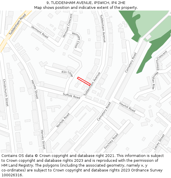 9, TUDDENHAM AVENUE, IPSWICH, IP4 2HE: Location map and indicative extent of plot
