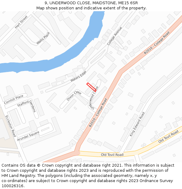 9, UNDERWOOD CLOSE, MAIDSTONE, ME15 6SR: Location map and indicative extent of plot