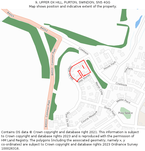 9, UPPER OX HILL, PURTON, SWINDON, SN5 4GG: Location map and indicative extent of plot