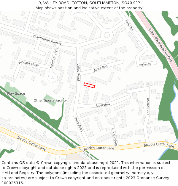 9, VALLEY ROAD, TOTTON, SOUTHAMPTON, SO40 9FP: Location map and indicative extent of plot
