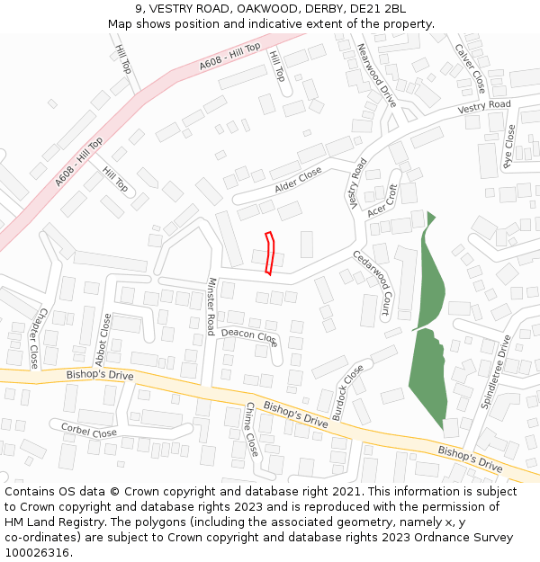 9, VESTRY ROAD, OAKWOOD, DERBY, DE21 2BL: Location map and indicative extent of plot