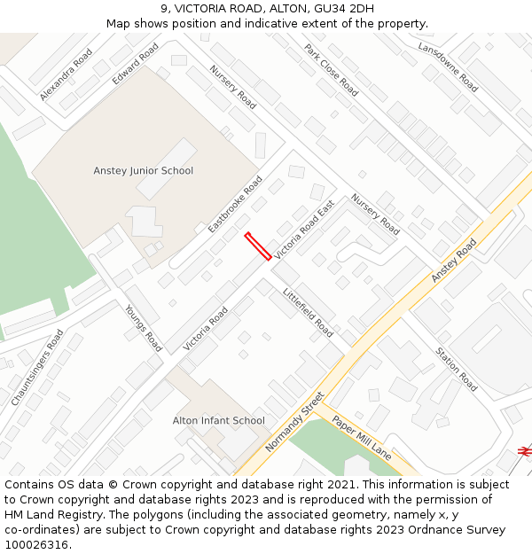 9, VICTORIA ROAD, ALTON, GU34 2DH: Location map and indicative extent of plot