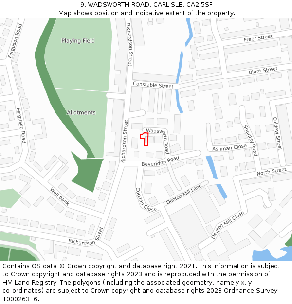 9, WADSWORTH ROAD, CARLISLE, CA2 5SF: Location map and indicative extent of plot