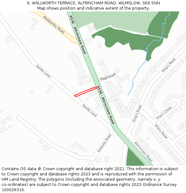 9, WALLWORTH TERRACE, ALTRINCHAM ROAD, WILMSLOW, SK9 5NN: Location map and indicative extent of plot