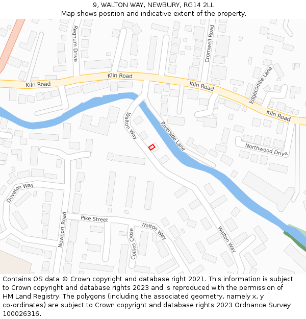 9, WALTON WAY, NEWBURY, RG14 2LL: Location map and indicative extent of plot