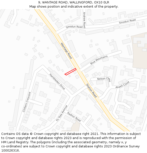 9, WANTAGE ROAD, WALLINGFORD, OX10 0LR: Location map and indicative extent of plot