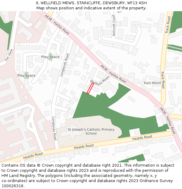 9, WELLFIELD MEWS, STAINCLIFFE, DEWSBURY, WF13 4SH: Location map and indicative extent of plot
