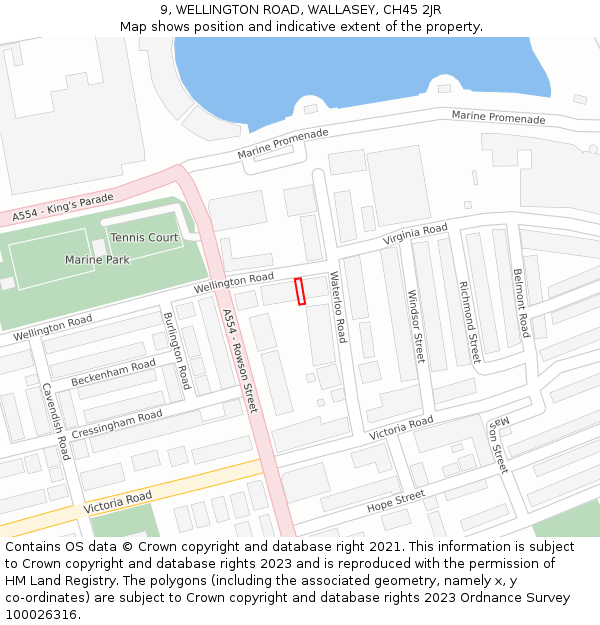 9, WELLINGTON ROAD, WALLASEY, CH45 2JR: Location map and indicative extent of plot