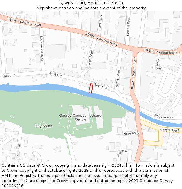 9, WEST END, MARCH, PE15 8DR: Location map and indicative extent of plot