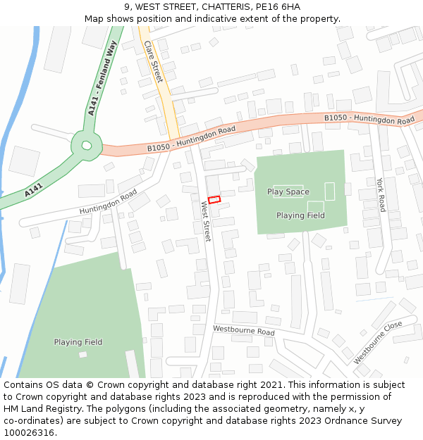 9, WEST STREET, CHATTERIS, PE16 6HA: Location map and indicative extent of plot