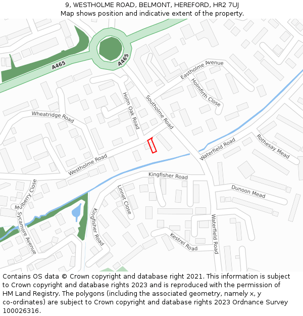 9, WESTHOLME ROAD, BELMONT, HEREFORD, HR2 7UJ: Location map and indicative extent of plot