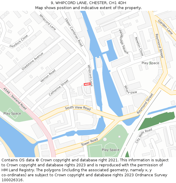 9, WHIPCORD LANE, CHESTER, CH1 4DH: Location map and indicative extent of plot