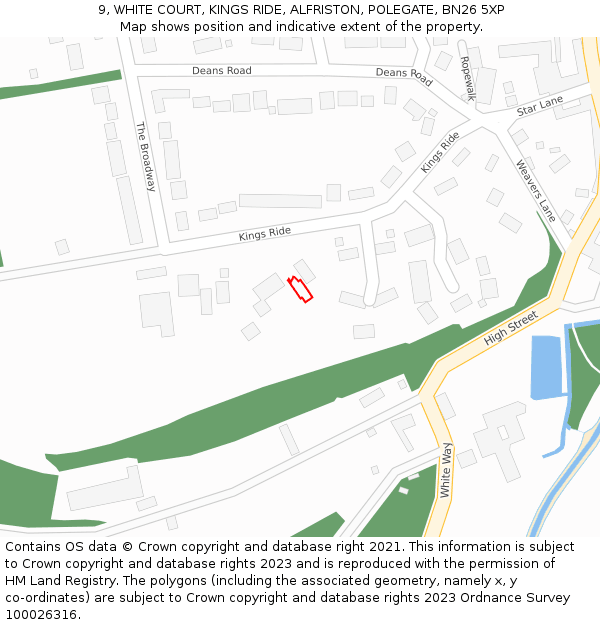 9, WHITE COURT, KINGS RIDE, ALFRISTON, POLEGATE, BN26 5XP: Location map and indicative extent of plot