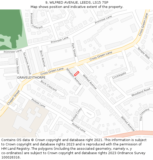 9, WILFRED AVENUE, LEEDS, LS15 7SP: Location map and indicative extent of plot