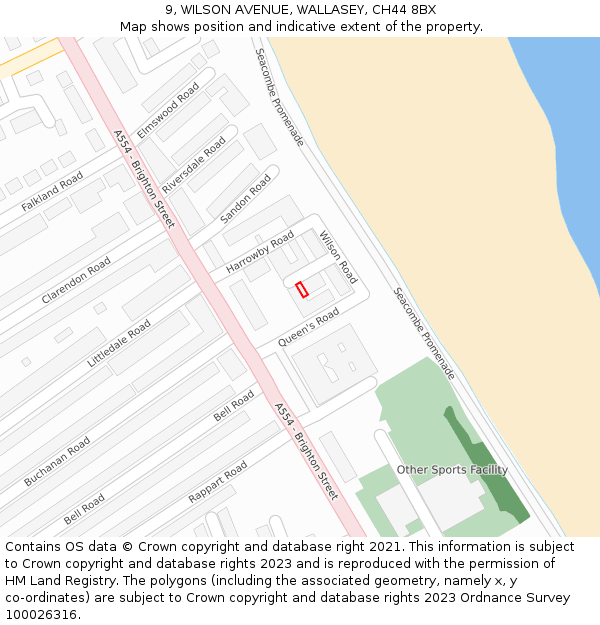 9, WILSON AVENUE, WALLASEY, CH44 8BX: Location map and indicative extent of plot