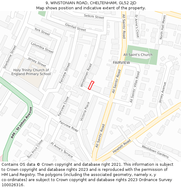 9, WINSTONIAN ROAD, CHELTENHAM, GL52 2JD: Location map and indicative extent of plot
