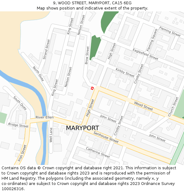 9, WOOD STREET, MARYPORT, CA15 6EG: Location map and indicative extent of plot