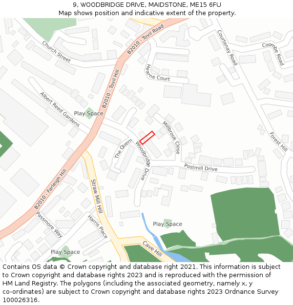 9, WOODBRIDGE DRIVE, MAIDSTONE, ME15 6FU: Location map and indicative extent of plot