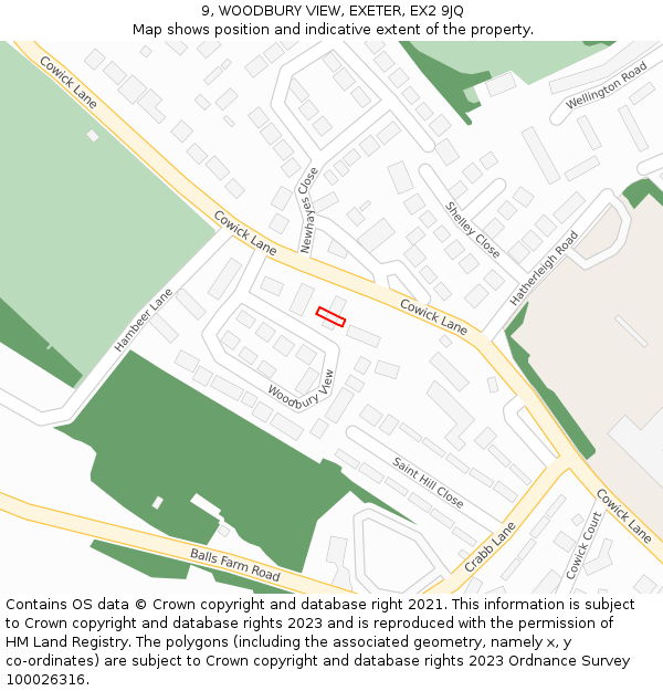 9, WOODBURY VIEW, EXETER, EX2 9JQ: Location map and indicative extent of plot