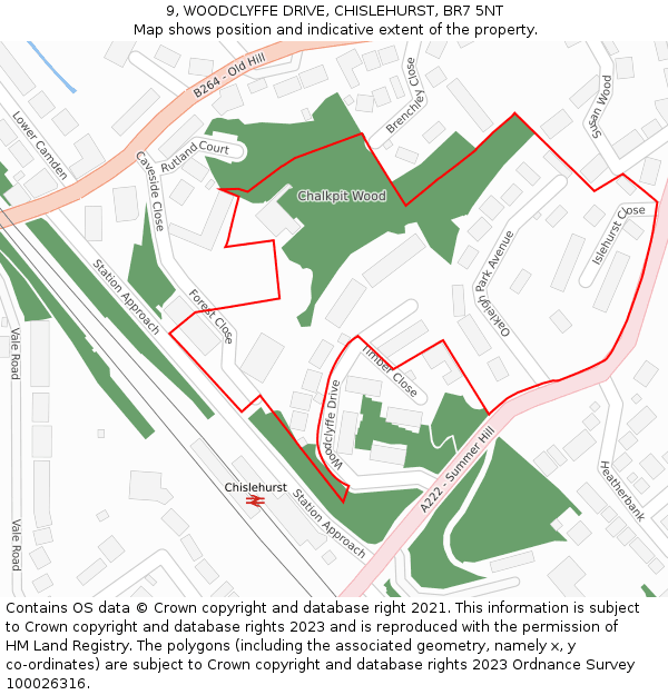 9, WOODCLYFFE DRIVE, CHISLEHURST, BR7 5NT: Location map and indicative extent of plot