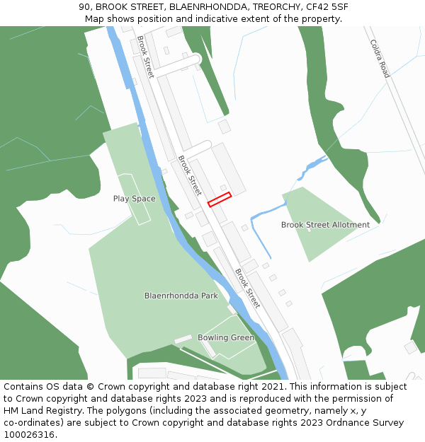 90, BROOK STREET, BLAENRHONDDA, TREORCHY, CF42 5SF: Location map and indicative extent of plot