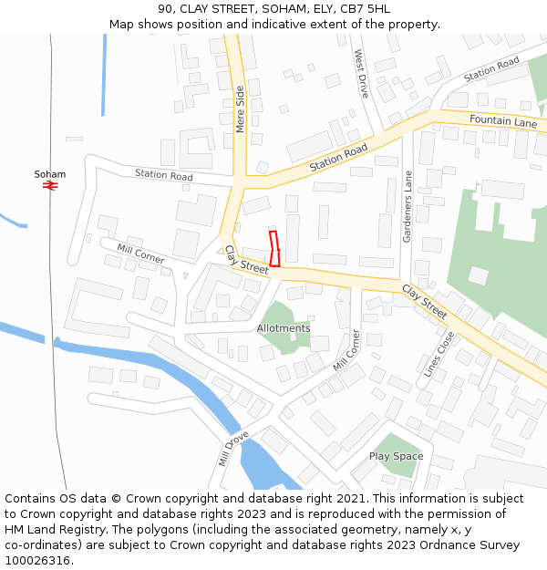 90, CLAY STREET, SOHAM, ELY, CB7 5HL: Location map and indicative extent of plot