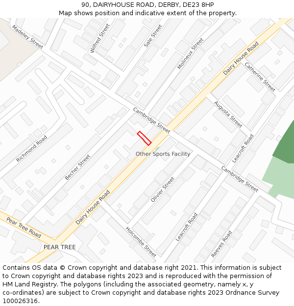 90, DAIRYHOUSE ROAD, DERBY, DE23 8HP: Location map and indicative extent of plot