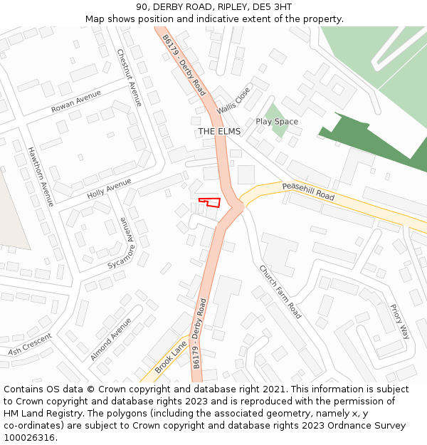 90, DERBY ROAD, RIPLEY, DE5 3HT: Location map and indicative extent of plot