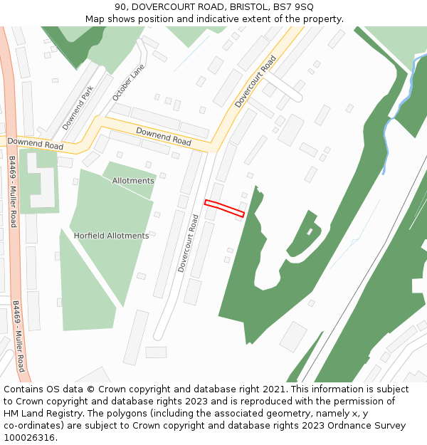 90, DOVERCOURT ROAD, BRISTOL, BS7 9SQ: Location map and indicative extent of plot