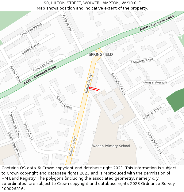 90, HILTON STREET, WOLVERHAMPTON, WV10 0LF: Location map and indicative extent of plot