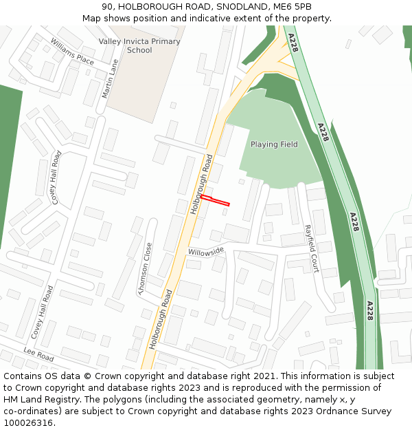 90, HOLBOROUGH ROAD, SNODLAND, ME6 5PB: Location map and indicative extent of plot