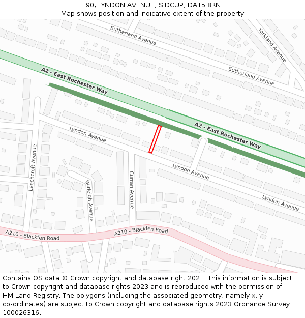90, LYNDON AVENUE, SIDCUP, DA15 8RN: Location map and indicative extent of plot