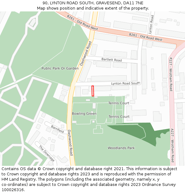 90, LYNTON ROAD SOUTH, GRAVESEND, DA11 7NE: Location map and indicative extent of plot
