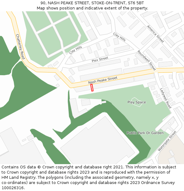 90, NASH PEAKE STREET, STOKE-ON-TRENT, ST6 5BT: Location map and indicative extent of plot
