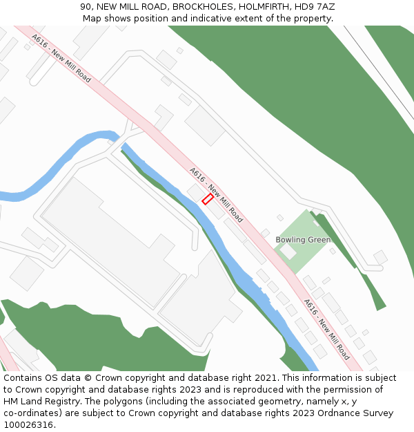 90, NEW MILL ROAD, BROCKHOLES, HOLMFIRTH, HD9 7AZ: Location map and indicative extent of plot