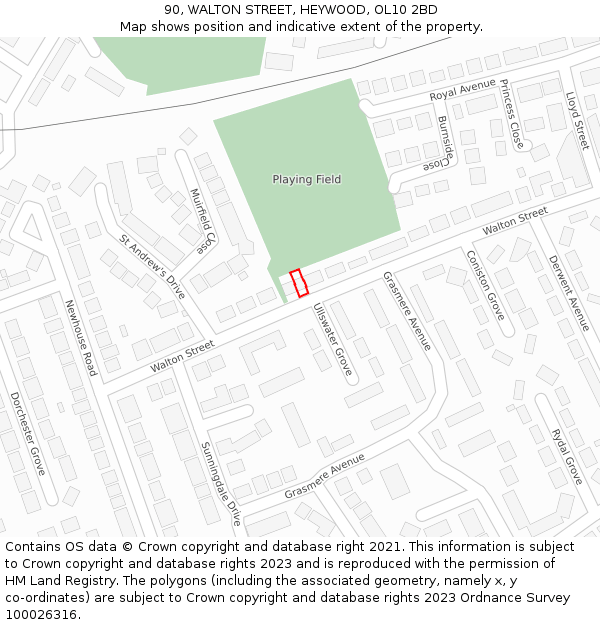 90, WALTON STREET, HEYWOOD, OL10 2BD: Location map and indicative extent of plot