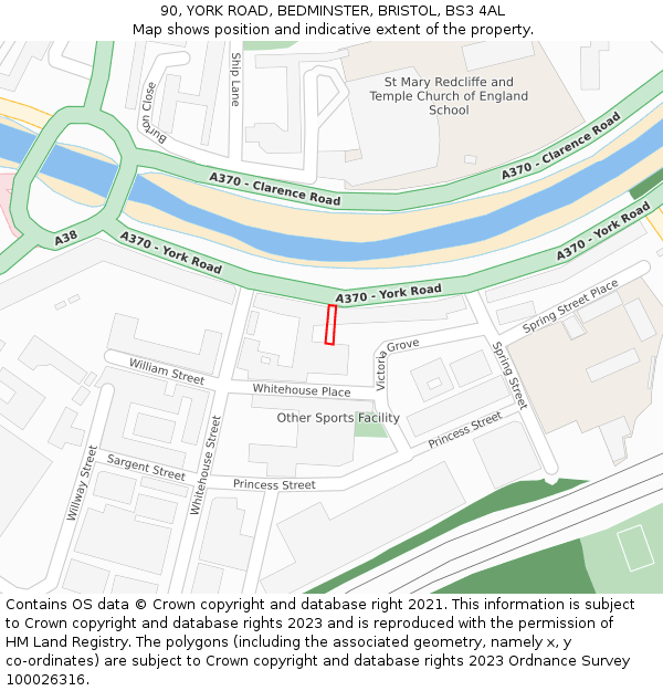 90, YORK ROAD, BEDMINSTER, BRISTOL, BS3 4AL: Location map and indicative extent of plot