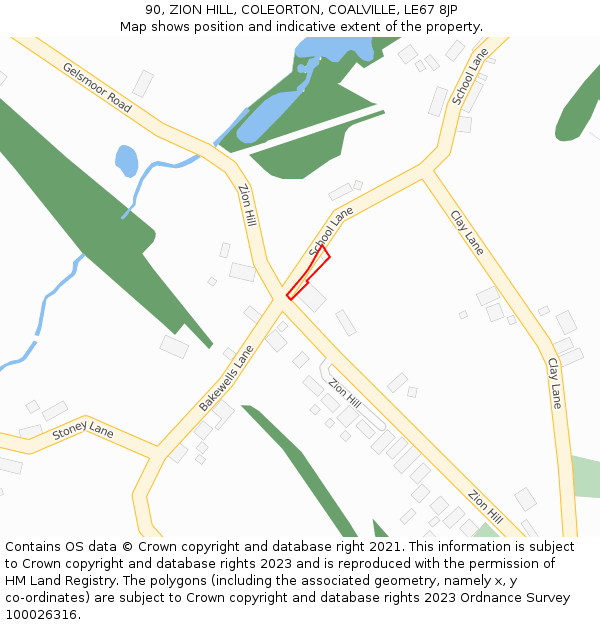 90, ZION HILL, COLEORTON, COALVILLE, LE67 8JP: Location map and indicative extent of plot