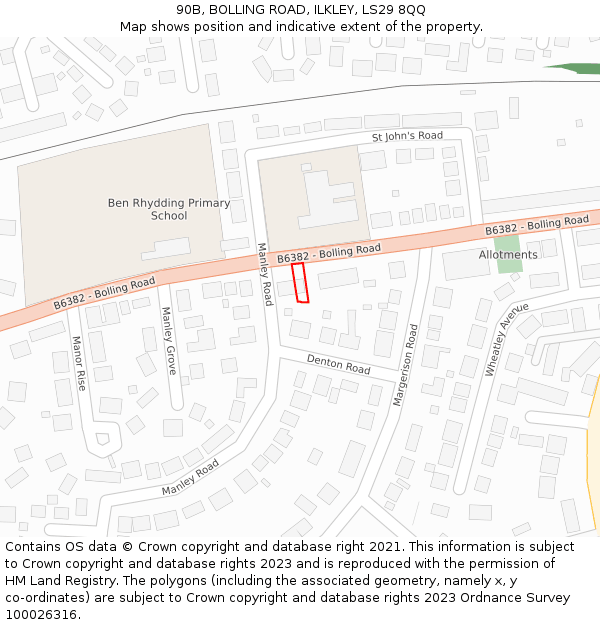 90B, BOLLING ROAD, ILKLEY, LS29 8QQ: Location map and indicative extent of plot