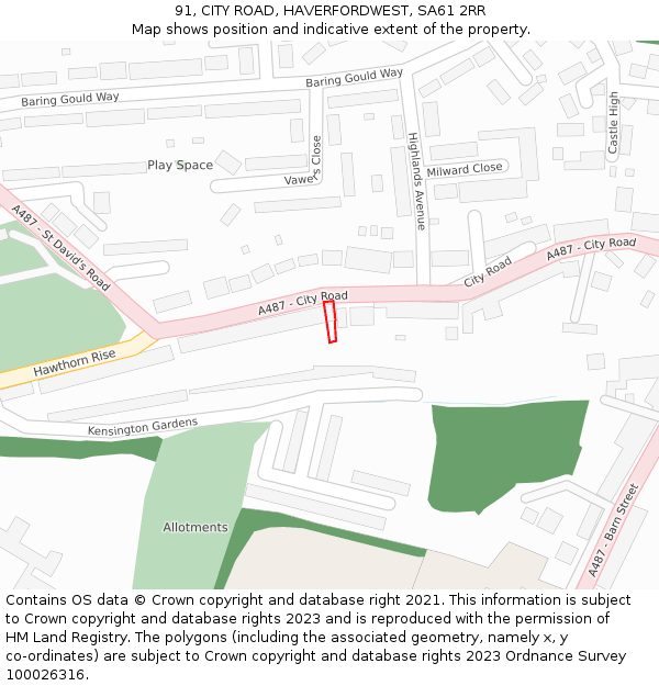 91, CITY ROAD, HAVERFORDWEST, SA61 2RR: Location map and indicative extent of plot